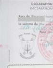 Quittance de versement des droits fixes